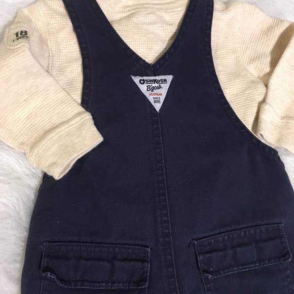 [Osh Kosh] Blue Overall and Waffle Knit Onesie - Picture 5 of 5